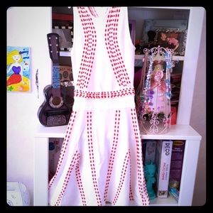 Summer White with red stitching dress
